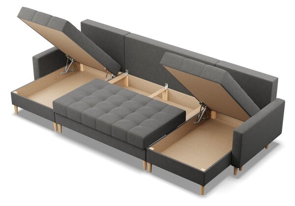 Rozkládací sedací souprava U OSLO model 2 Šedá