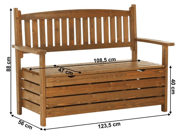 KONDELA Zahradní lavička, hnědá, 123,5 cm, DILKA