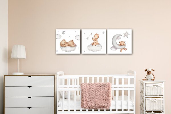 Impresi Obraz Sada obrázků s medvídky - 90 x 30 cm (3 dílný)