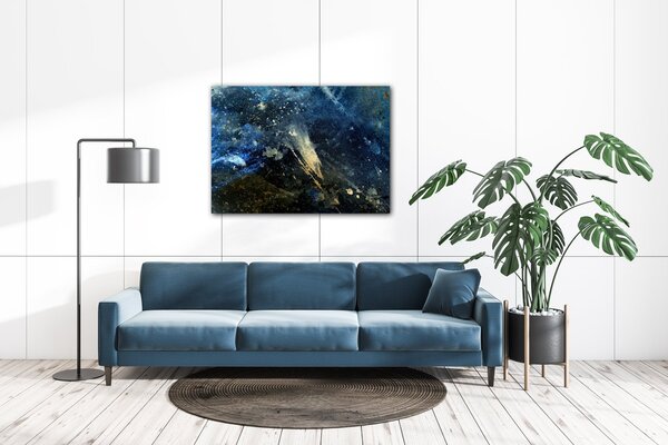 Impresi Obraz Abstrakt modrý se zlatým detailem - 70 x 50 cm