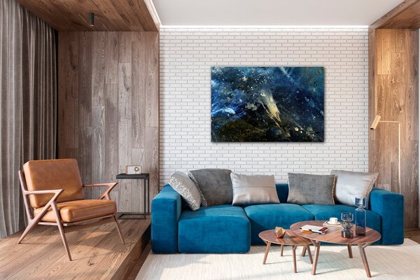 Impresi Obraz Abstrakt modrý se zlatým detailem - 60 x 40 cm