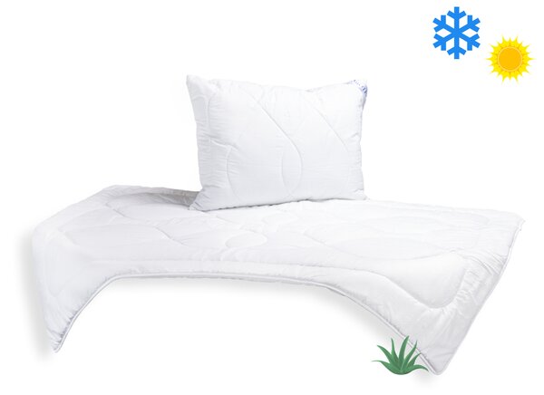 SET Přikrývka Aloe Vera 140x200cm celoroční 850g + Polštář UNICO® AloeVera 70x90cm 900g