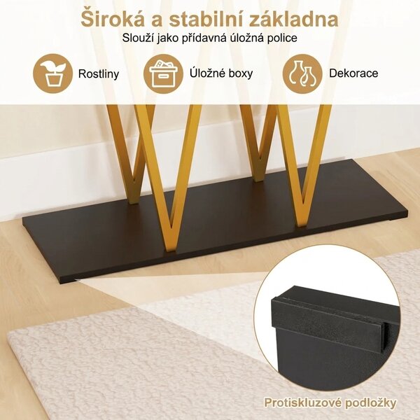 Konzolový stolek, design mramoru, bílo-zlatý JV12416WH