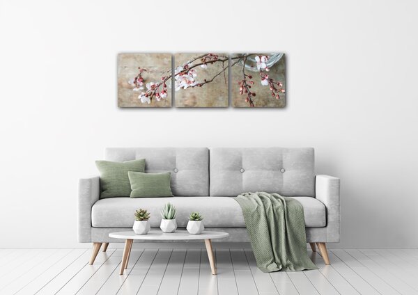 Impresi Obraz Růžové květy ve váze - 90 x 30 cm (3 dílný)