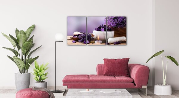 Impresi Obraz Levandulové zátiší - 120 x 60 cm (3 dílný)