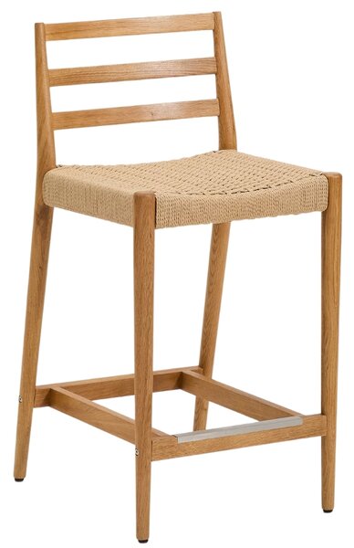 Kave Home Dubová barová židle Analy 65 cm s výpletem