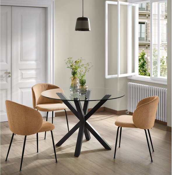 Kulatý jídelní stůl se skleněnou deskou Kave Home, ø 119 cm