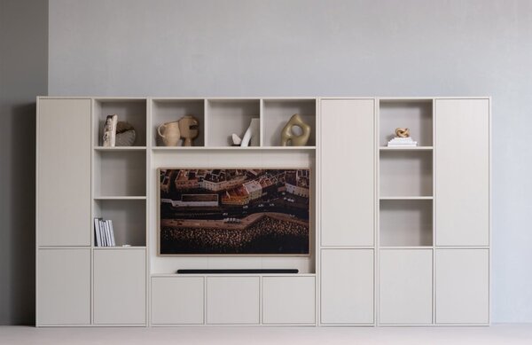 WOOOD Světle šedá dřevěná modulární skříň Meggy 215 x 108 cm, levá