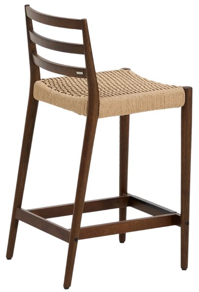 Kave Home Ořechová barová židle Analy 65 cm s výpletem