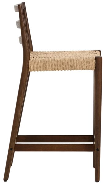 Kave Home Ořechová barová židle Analy 65 cm s výpletem