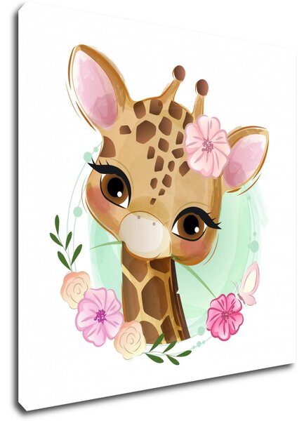 Impresi Obraz Žirafa s květy - 20 x 20 cm