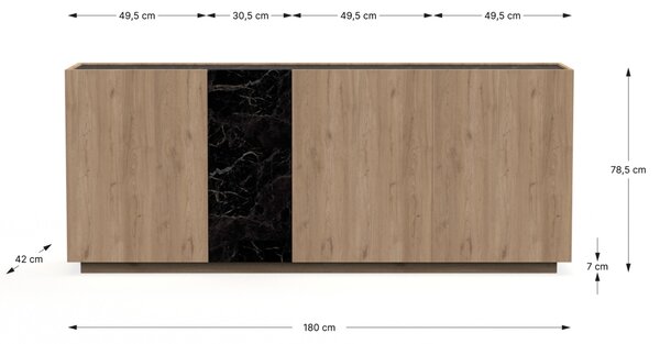 Marckeric Komoda Dione 180 x 42 cm s dubovým dekorem