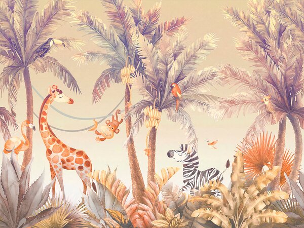 Fototapeta Žirafa a zebra v džungli, Dětské fototapety, Populární fototapety, u95505 - Tapeko.co.cz