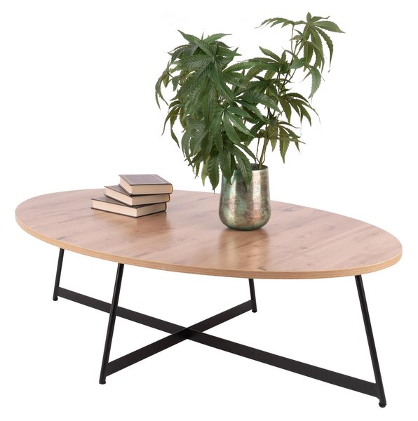 KONFERENČNÍ STOLEK, černá, béžová hnědá, kov, kompozitní dřevo, 80/55/37 cm - Online Only svítidla, Online Only