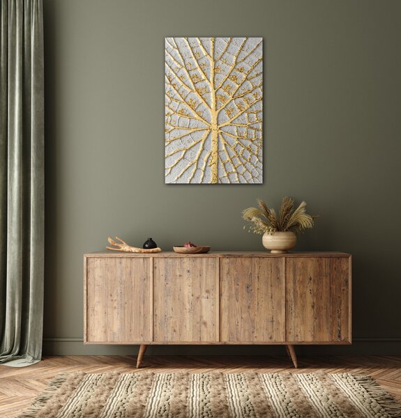 Impresi Obraz Zlatý list na bílém pozadí - 40 x 60 cm