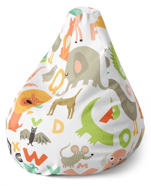 Sablio Sedací vak Pear Zoo abeceda - 70 x 95 x 15 cm