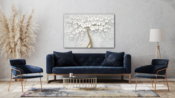 Impresi Obraz Bílý strom s květinami - 60 x 40 cm