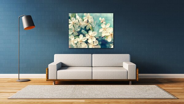 Impresi Obraz Třešňový květ modré pozadí - 90 x 70 cm
