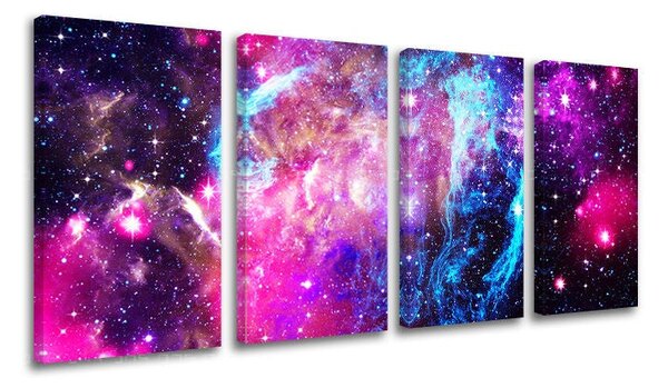 4dílný obraz na stěnu VESMÍR - 80x40 cm