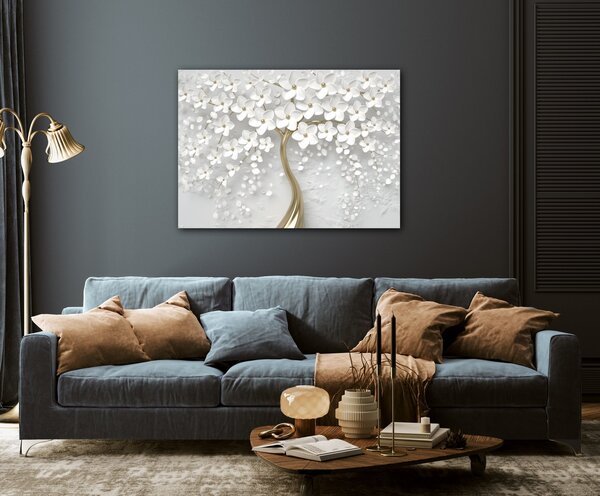 Impresi Obraz Bílý strom s květinami - 70 x 50 cm