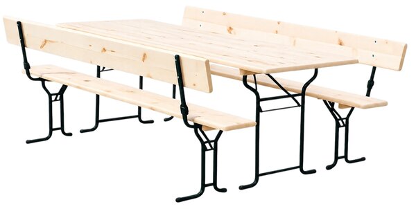 Pivní set LUX 220x70cm - masiv smrk - stůl + lavice s opěrkou