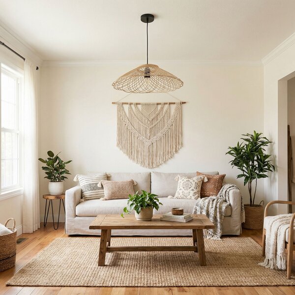 Toolight Natural, závěsné stropní svítidlo 40cm, 1xE27, APP1946-1CP, přírodní hnědá-černá, OSW-66076