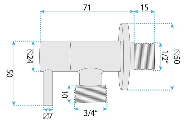 Rea Rea, Rohový ventil 1/2" x 3/4" Brush Copper, REA-03601