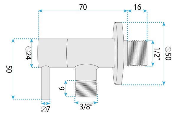 Rea Rea, Rohový ventil 1/2" x 3/8" Brush Copper, REA-03605