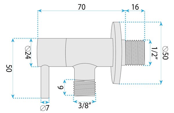 Rea Rea, Rohový ventil 1/2" x 3/8" Brush Nickel, REA-03607