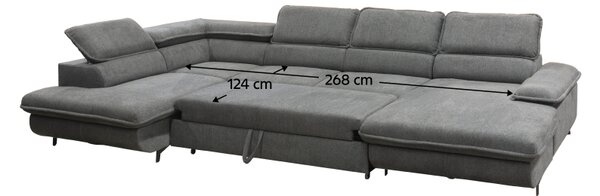 KONDELA Sedací souprava ve tvaru U, šedá, levá, MANTY U