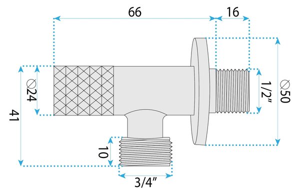 Rea Rea, Rohový ventil Diamond 03 1/2" x 3/4" Brush Gold, REA-03618