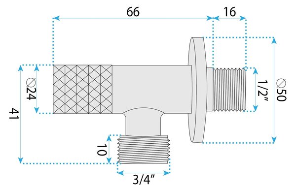 Rea Rea, Rohový ventil Diamond 03 1/2" x 3/4" Brush Copper, REA-03619