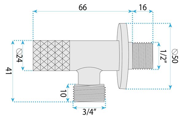 Rea Rea, Rohový ventil Diamond 03 1/2" x 3/4" Titan, REA-03620