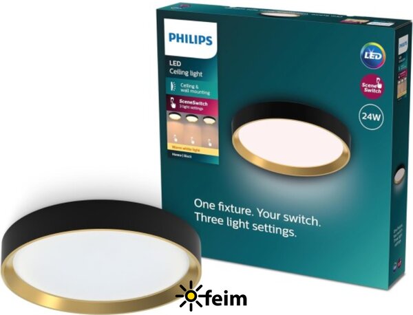 Philips 8720169301337 Hanno stropní svítidlo D384mm LED 24W/2700lm 2700K černá, zlatá, SceneSwitch