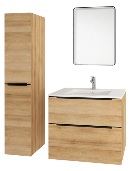 Mereo, Mereo Mailo, koupelnová skříňka 100 cm, dub Riviera, černé madlo, MER-CN522SBN
