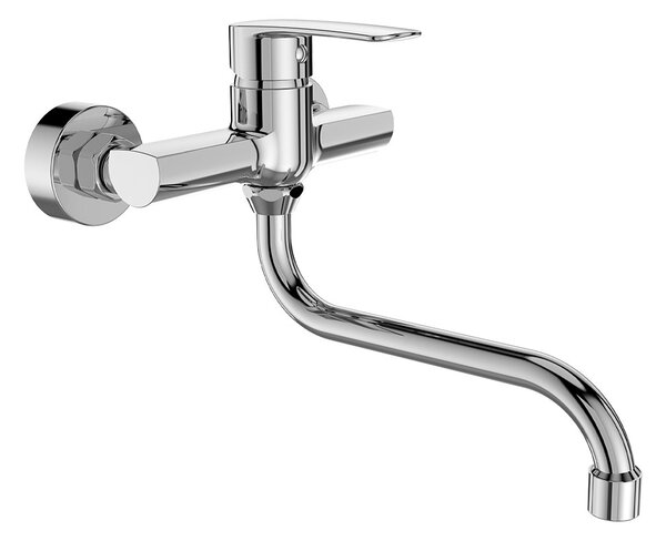 Mereo, Mereo Dřezová nástěnná baterie, Pego, 150 mm, s ramínkem trubkovým o ​​18 mm - 200 mm, chrom, MER-CB30101P