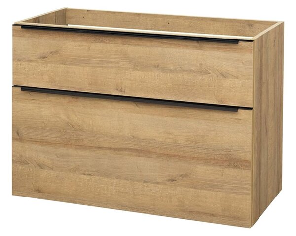 Mereo, Mereo Mailo, koupelnová skříňka 100 cm, dub Riviera, černé madlo, MER-CN522SBN