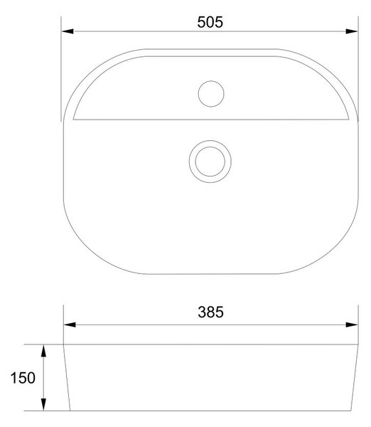 Mereo, Mereo Umyvadlo na desku s přepadem, Lota, 500x380x150 mm, oválné, keramické, MER-UC503815