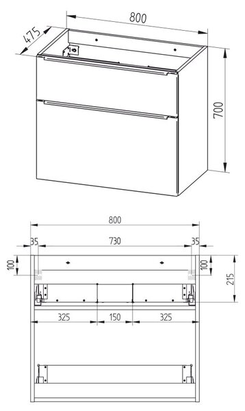 Mereo, Mereo Mailo, koupelnová skříňka 80cm, dub Riviera, elox AL madlo, MER-CN521SN