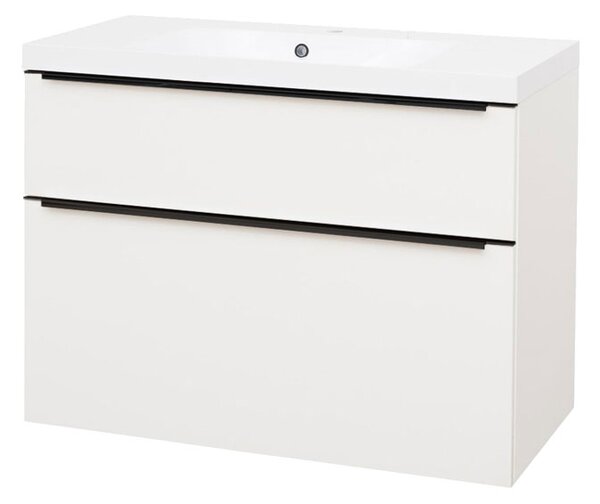Mereo Mereo, Mailo, koupelnová skříňka s umyvadlem z litého mramoru 101 cm, černé madlo, CN512MB