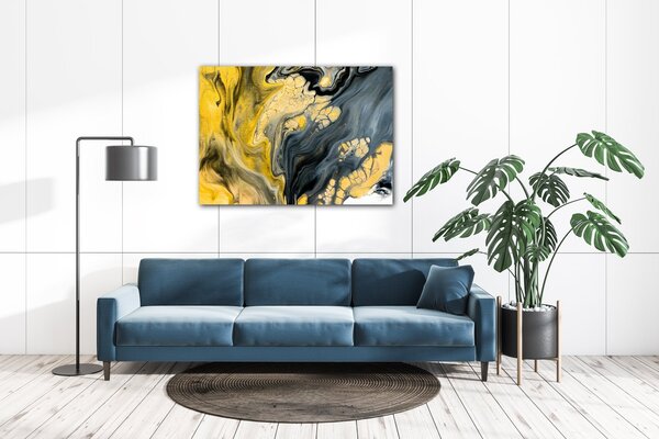 Impresi Obraz Abstraktní žluto šedý - 70 x 50 cm