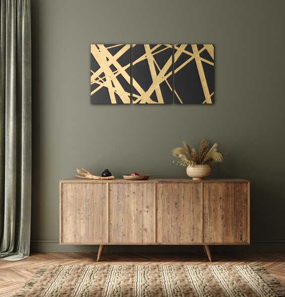 Impresi Obraz Abstraktní zlato šedý - 60 x 30 cm (3 dílný)