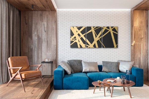 Impresi Obraz Abstraktní zlato šedý - 150 x 70 cm (3 dílný)