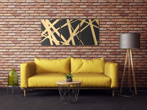 Impresi Obraz Abstraktní zlato šedý - 150 x 70 cm (3 dílný)