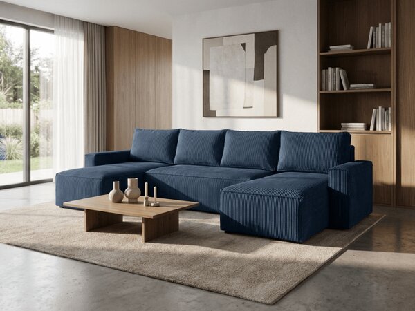 Tmavě modrá sedací souprava do U SMART COSARO 295x140 cm