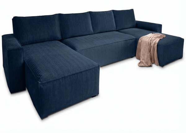 Tmavě modrá sedací souprava do U SMART COSARO 295x140 cm