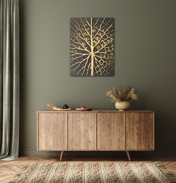 Impresi Obraz Zlatá struktura listu - 30 x 40 cm