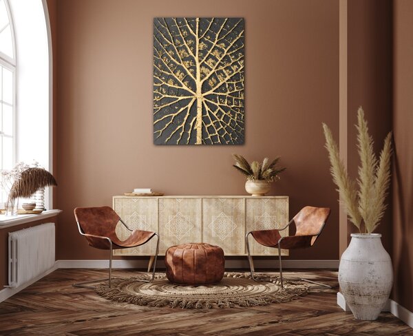 Impresi Obraz Zlatá struktura listu - 50 x 70 cm