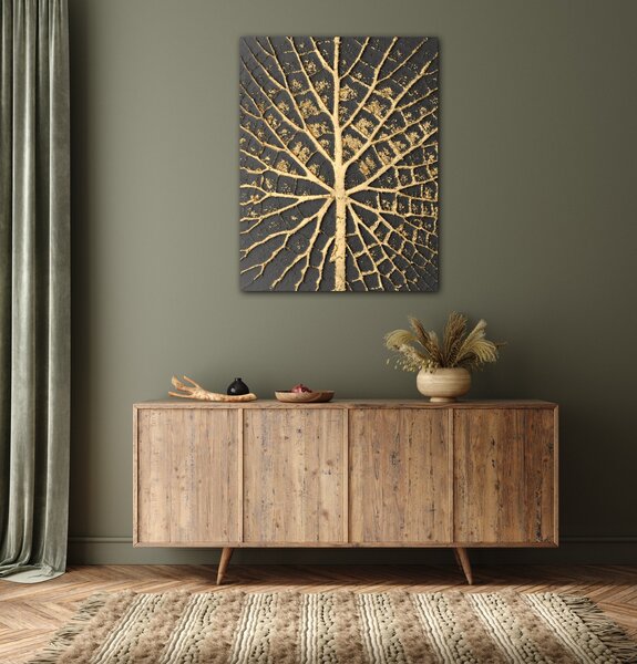 Impresi Obraz Zlatá struktura listu - 70 x 90 cm