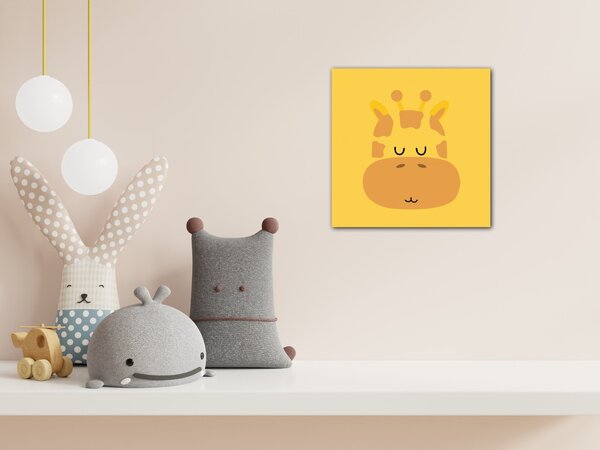 Impresi Obraz Roztomilá žirafa žluté pozadí - 20 x 20 cm